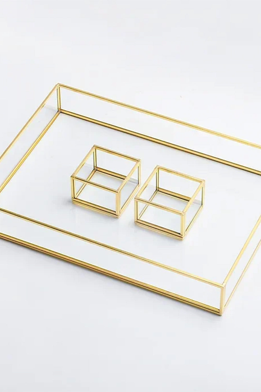 3 Parça Pirinç Gold Nişan Takımı Damat Kahvesi Sunum Tepsisi Yüzük Kutusu - 0