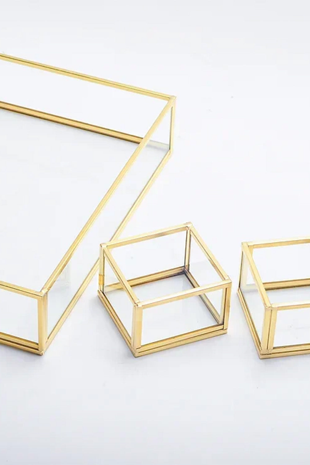 3 Parça Pirinç Gold Nişan Takımı Damat Kahvesi Sunum Tepsisi Yüzük Kutusu - 3