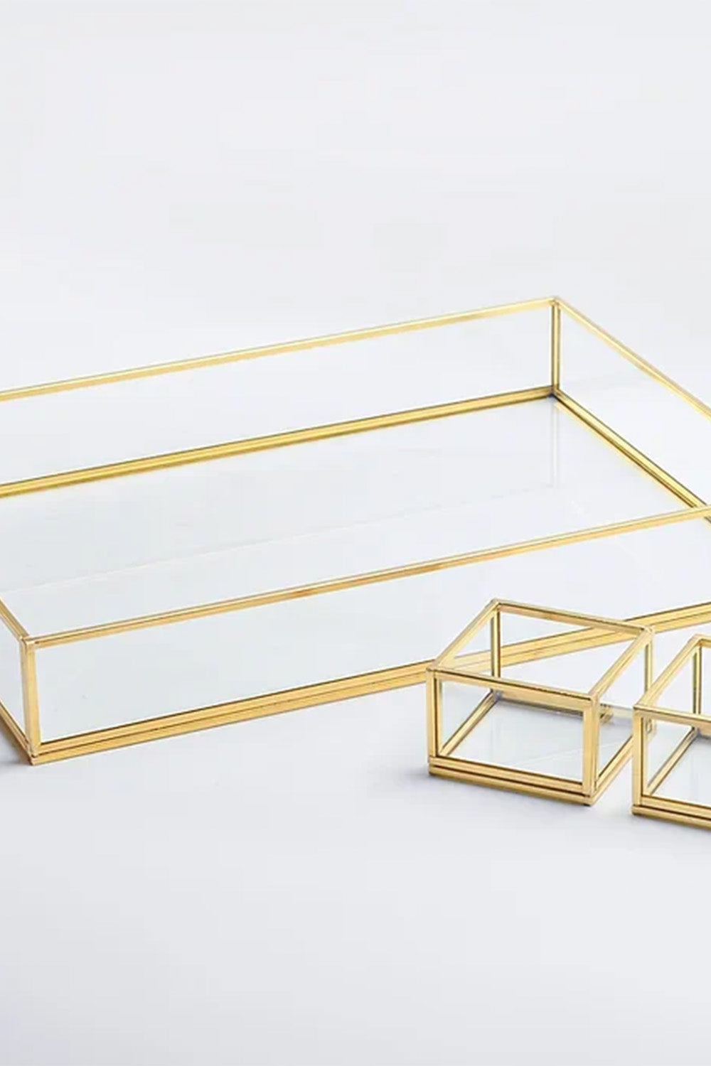 3 Parça Pirinç Gold Nişan Takımı Damat Kahvesi Sunum Tepsisi Yüzük Kutusu - 4