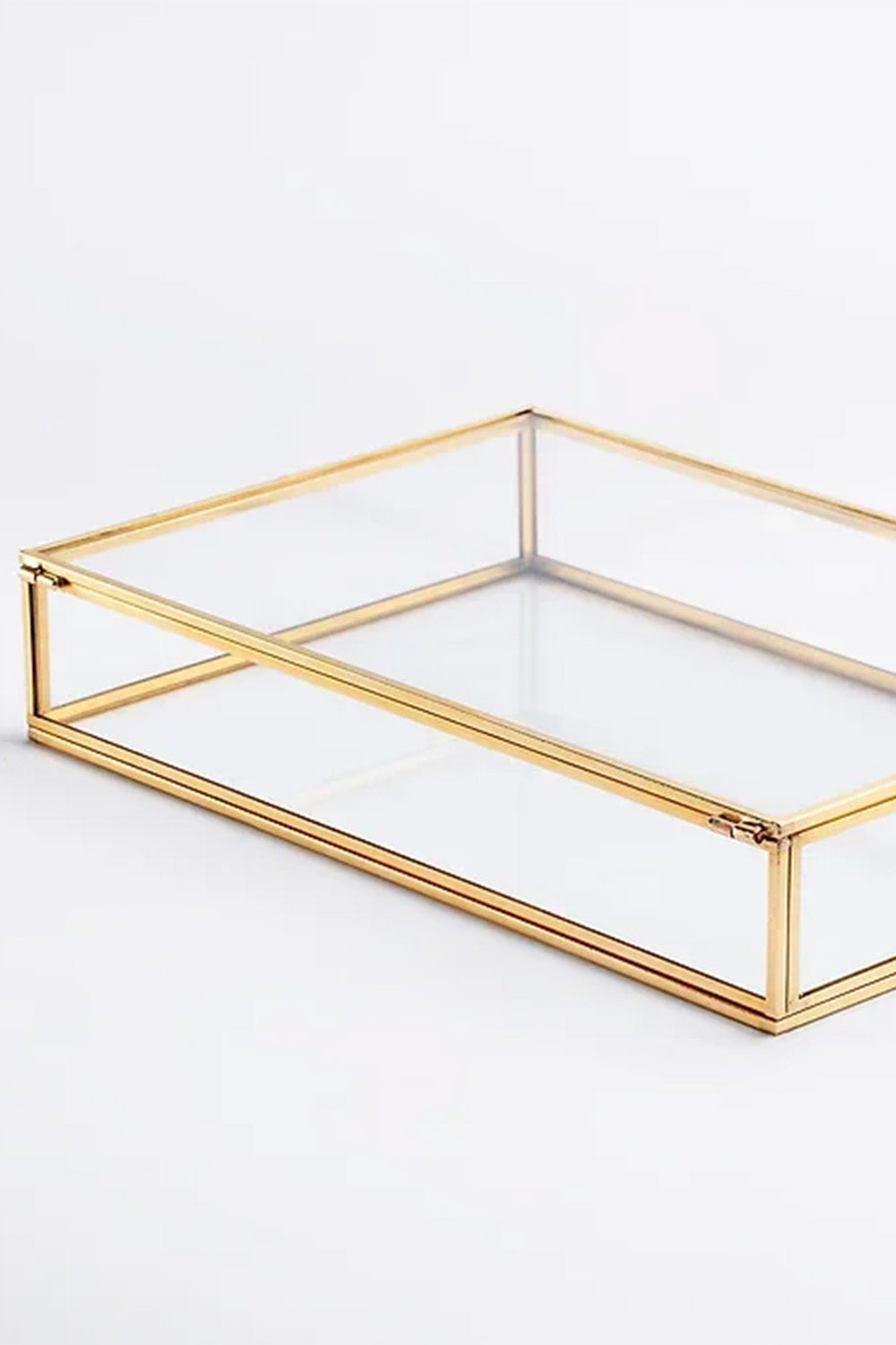 Pirinç Gold Cam Kapaklı Takı Aksesuar Çikolata Fotoğraf Kutusu 30x20x5cm - 1