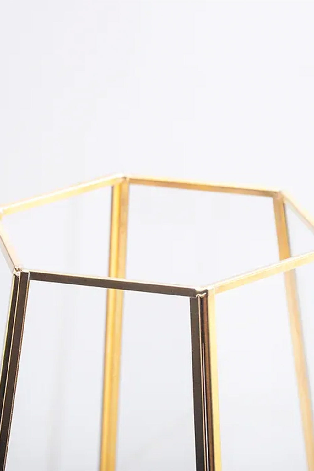 Pirinç Gold Cam Geometrik Teraryum Cam Fanus Vazo Mumluk 34x26x26cm - 3