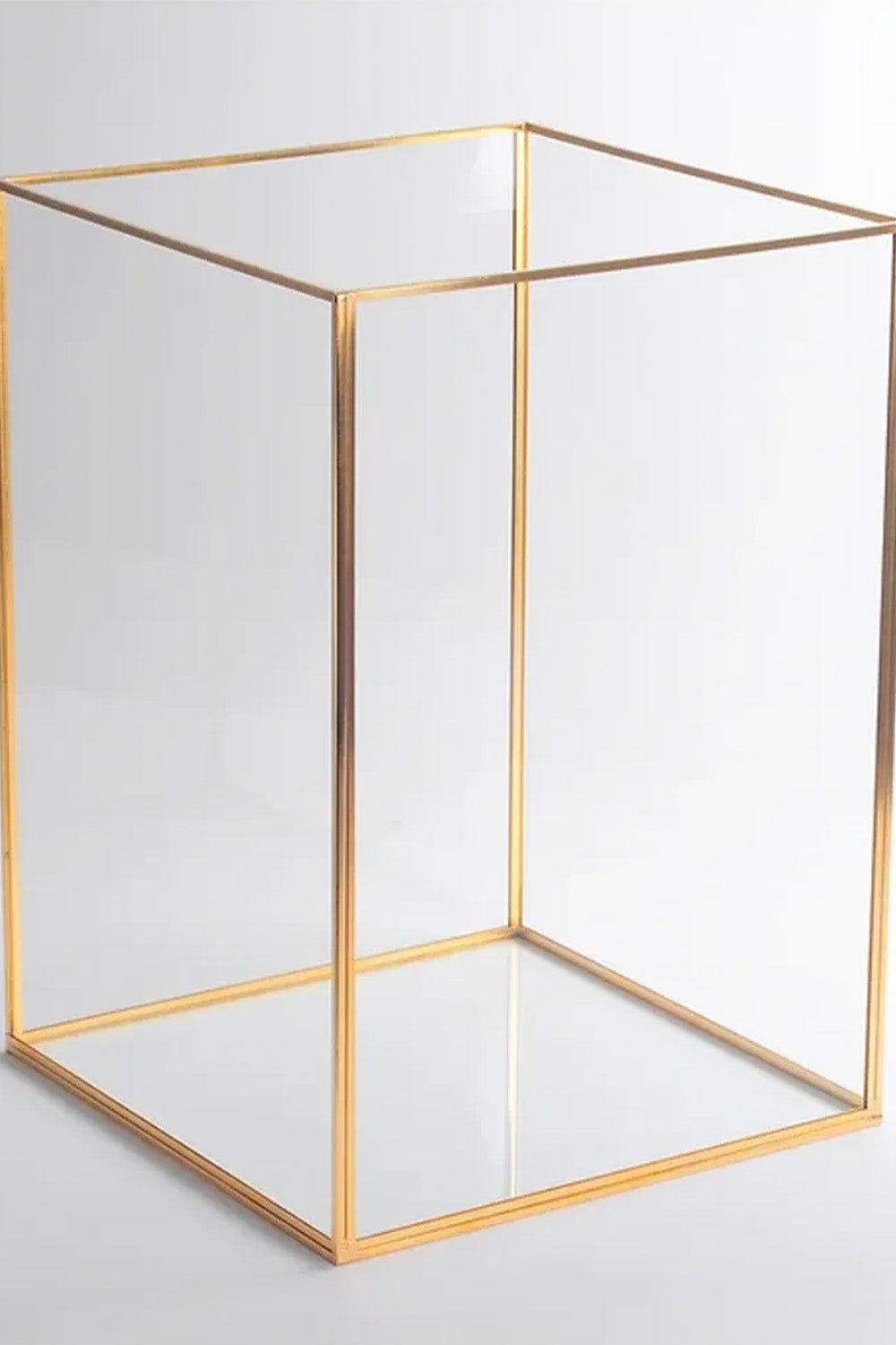 3 Parça Pirinç Gold Geometrik Teraryum Cam Fanus Mumluk - 1