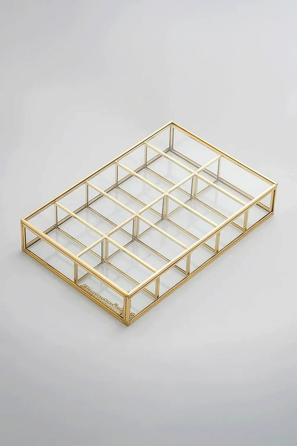 Pirinç Gold Cam Makyaj Takı Aksesuar Organizer Kutusu 30x20x6cm - 0