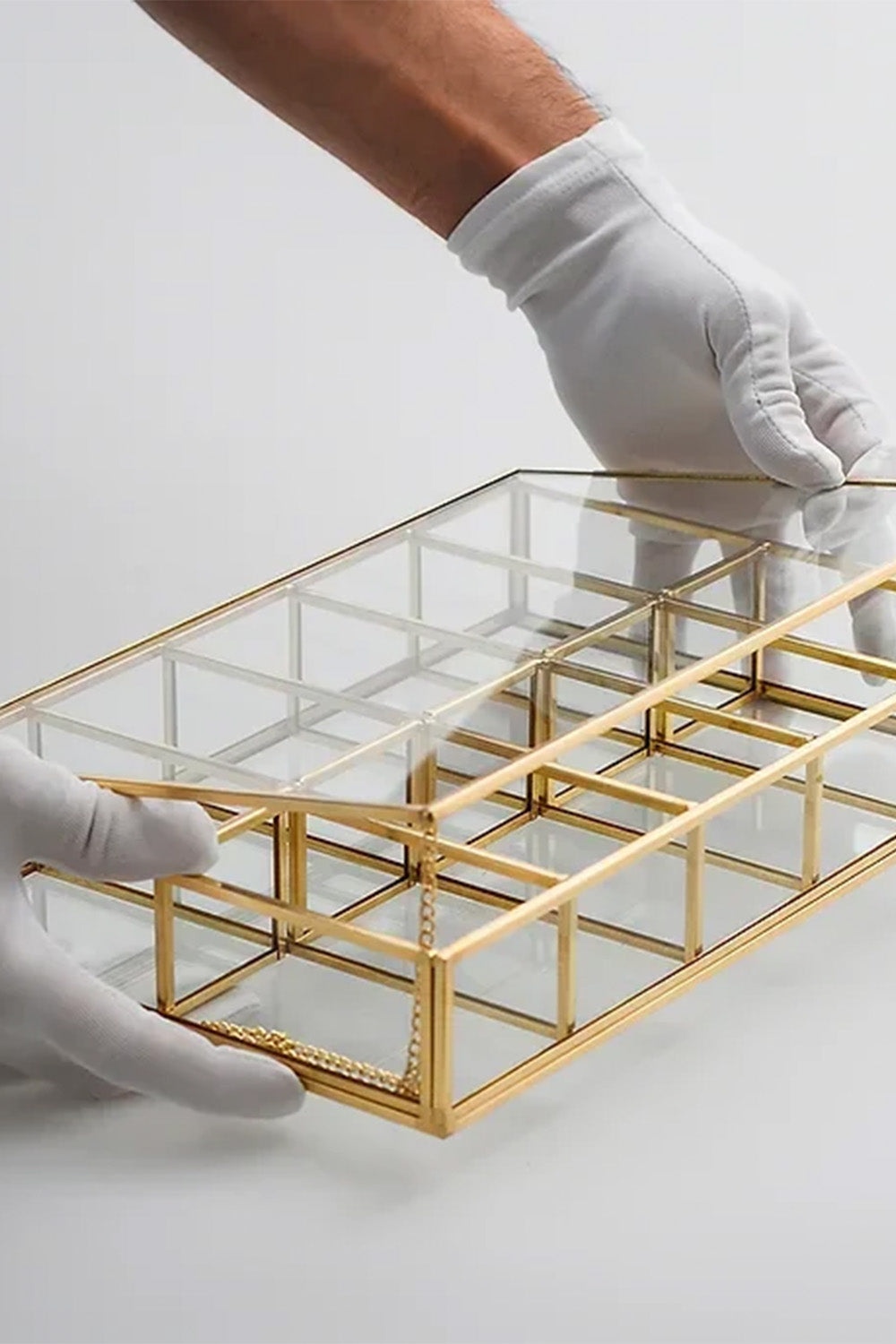 Pirinç Gold Cam Makyaj Takı Aksesuar Organizer Kutusu 30x20x6cm - 1