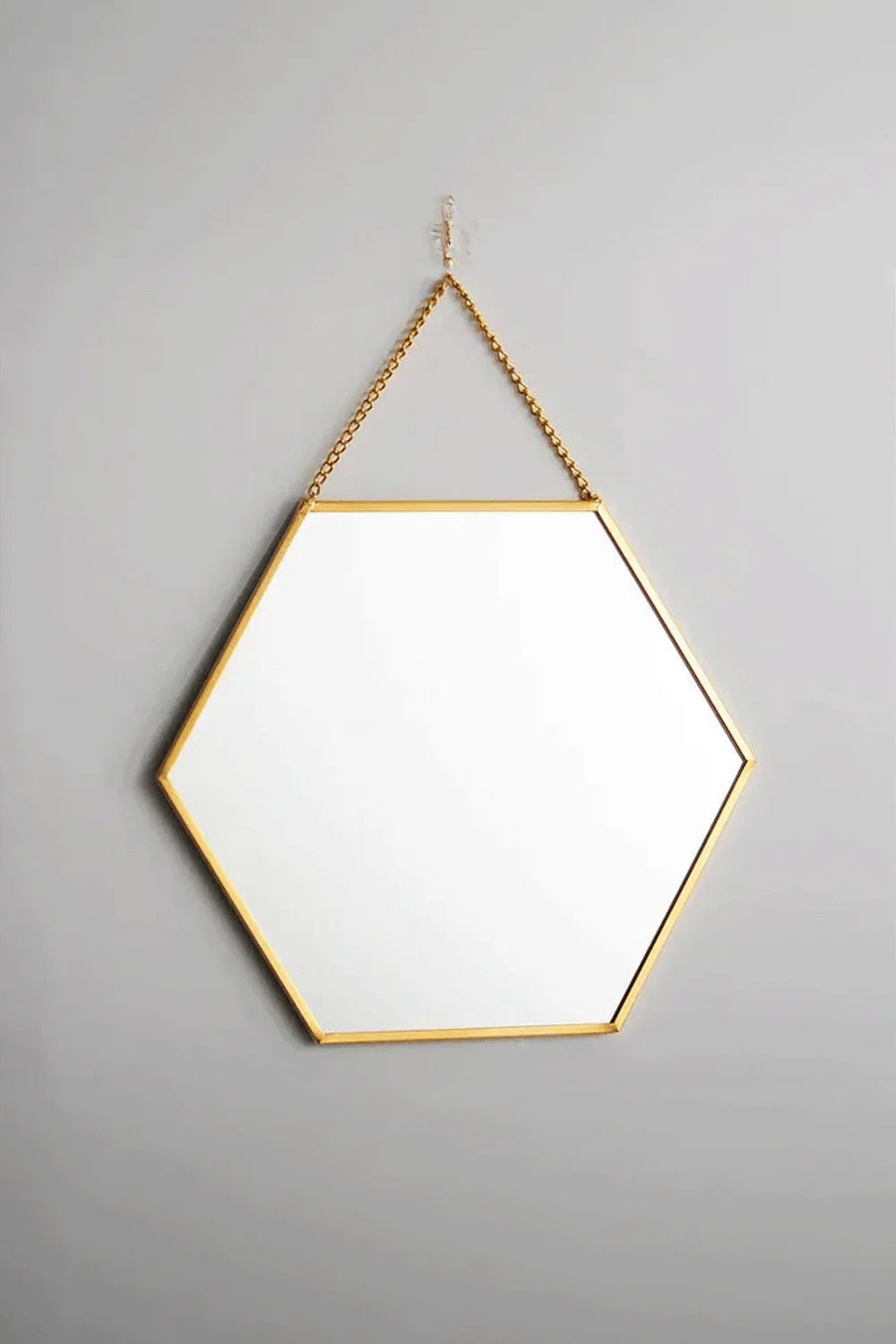 Pirinç Gold Altıgen Duvar Askılı Ayna 20x18cm - 0