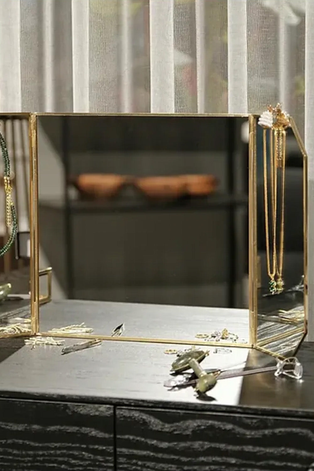 Pirinç Gold Masaüstü Makyaj Aynası 60x30cm - 2