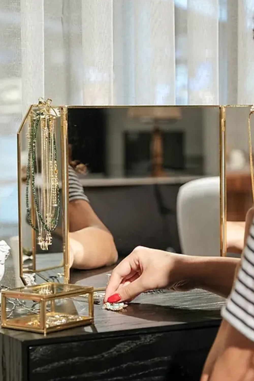 Pirinç Gold Masaüstü Makyaj Aynası 60x30cm - 4