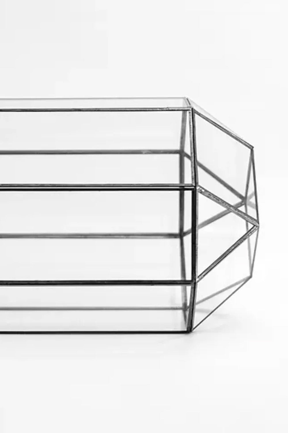 33x20x20cm | Cam Fanus | Geometrik Teraryum | Kapaklı | Çikolata Kutusu | Siyah - 2