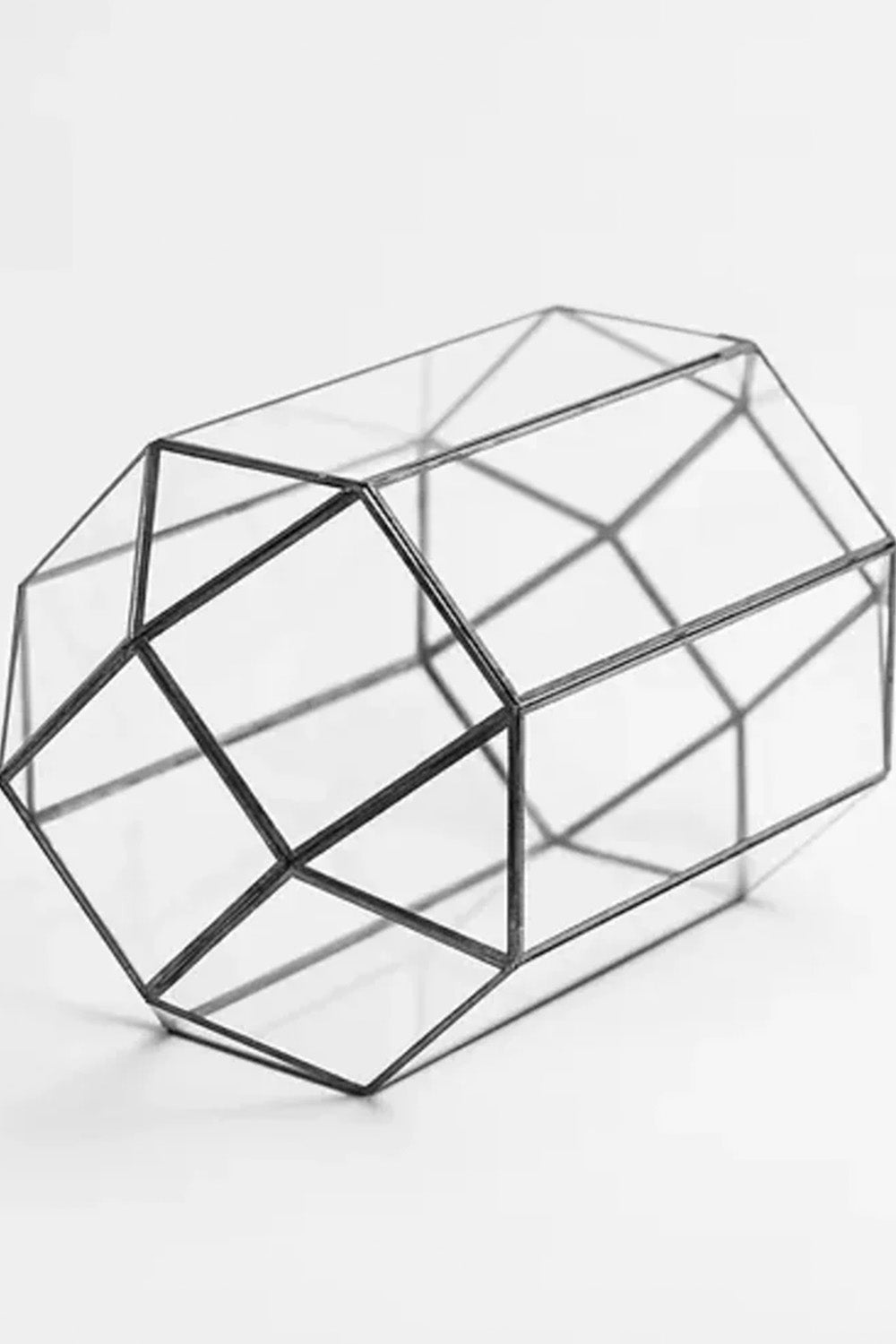 33x20x20cm | Cam Fanus | Geometrik Teraryum | Kapaklı | Çikolata Kutusu | Siyah - 5