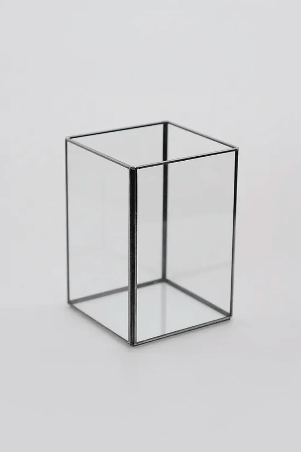 Siyah Geometrik Teraryum Cam Fanus Vazo Mumluk 15x10x10cm - 0