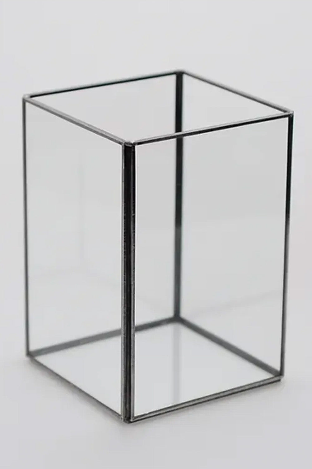 Siyah Geometrik Teraryum Cam Fanus Vazo Mumluk 15x10x10cm - 2