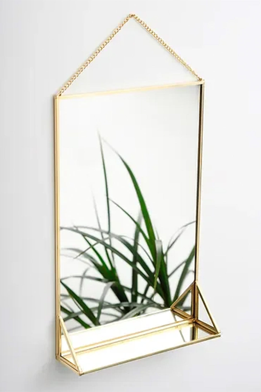 Pirinç Gold Duvar Askılı Ayna Raflı 30x20cm - 1