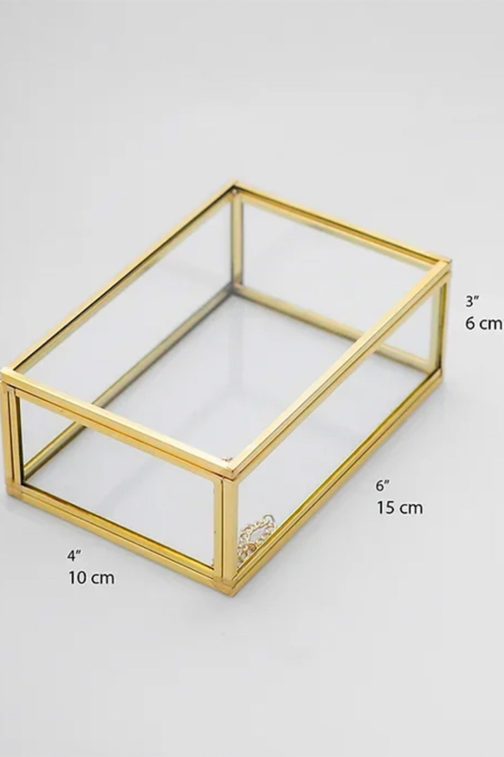 Pirinç Gold Cam Kapaklı Takı Aksesuar Yüzük Kutusu 15x10x5cm - 4