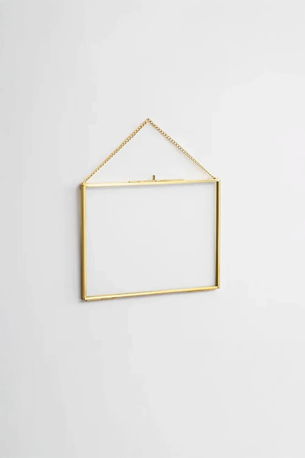 Yatay Pirinç Gold Cam Duvar Askılı Fotoğraf Çerçevesi Kapaklı 35x25cm - 0