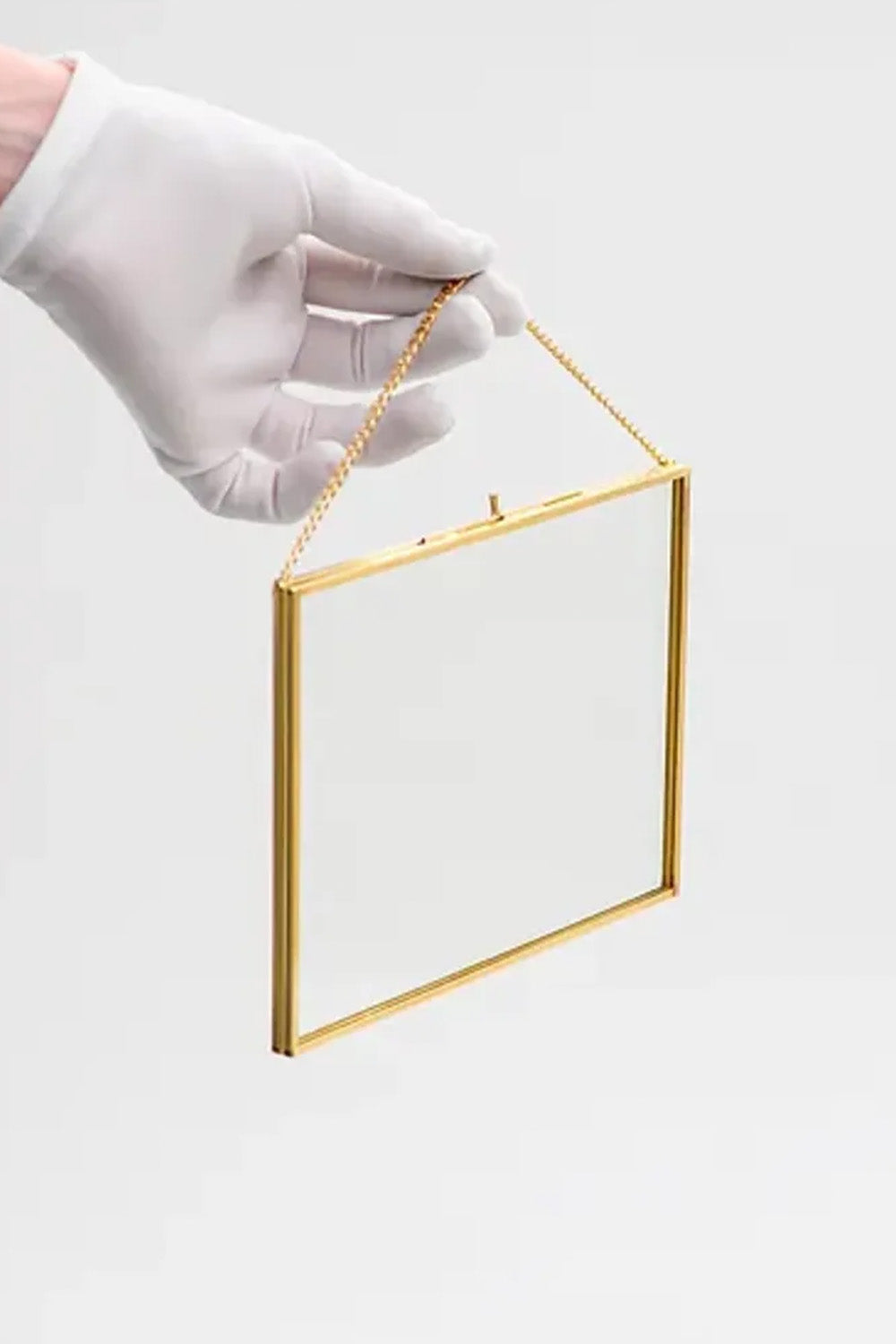 Yatay Pirinç Gold Cam Duvar Askılı Fotoğraf Çerçevesi Kapaklı 35x25cm - 1