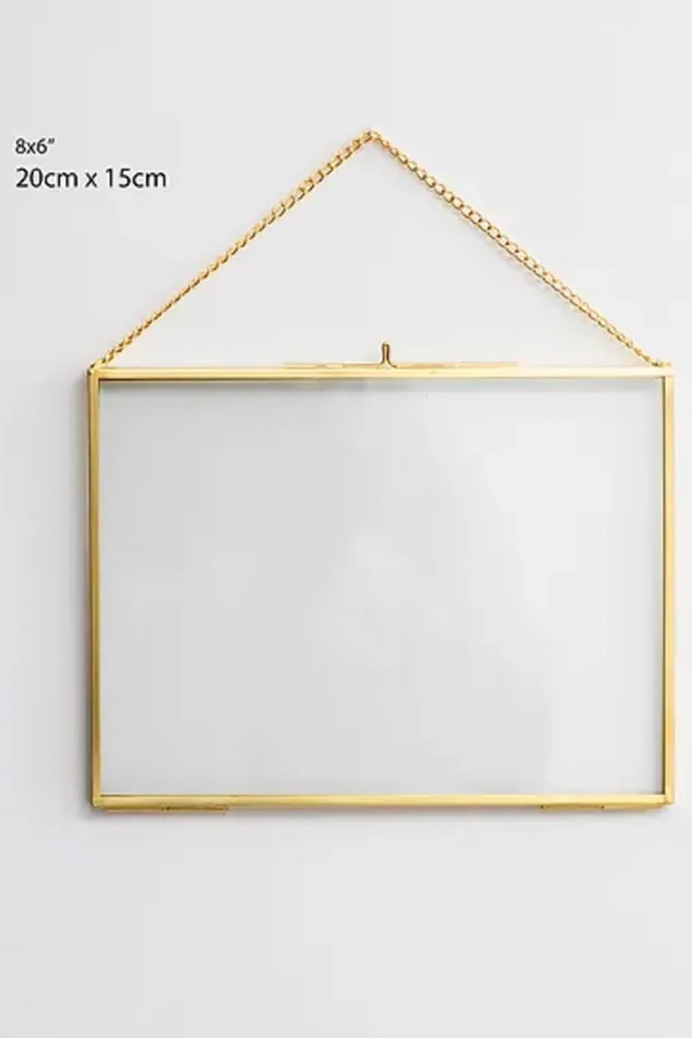 Yatay Pirinç Gold Kapaklı Cam Duvar Askılı Fotoğraf Çerçevesi 20x15cm - 1