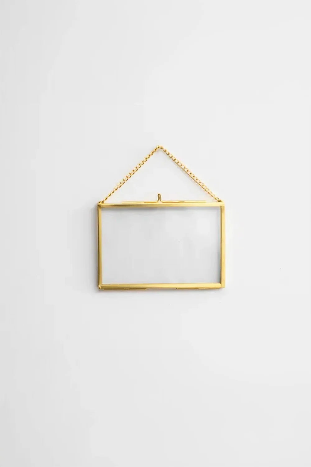 Yatay Pirinç Gold Kapaklı Cam Duvar Askılı Fotoğraf Çerçevesi 12x8cm - 0