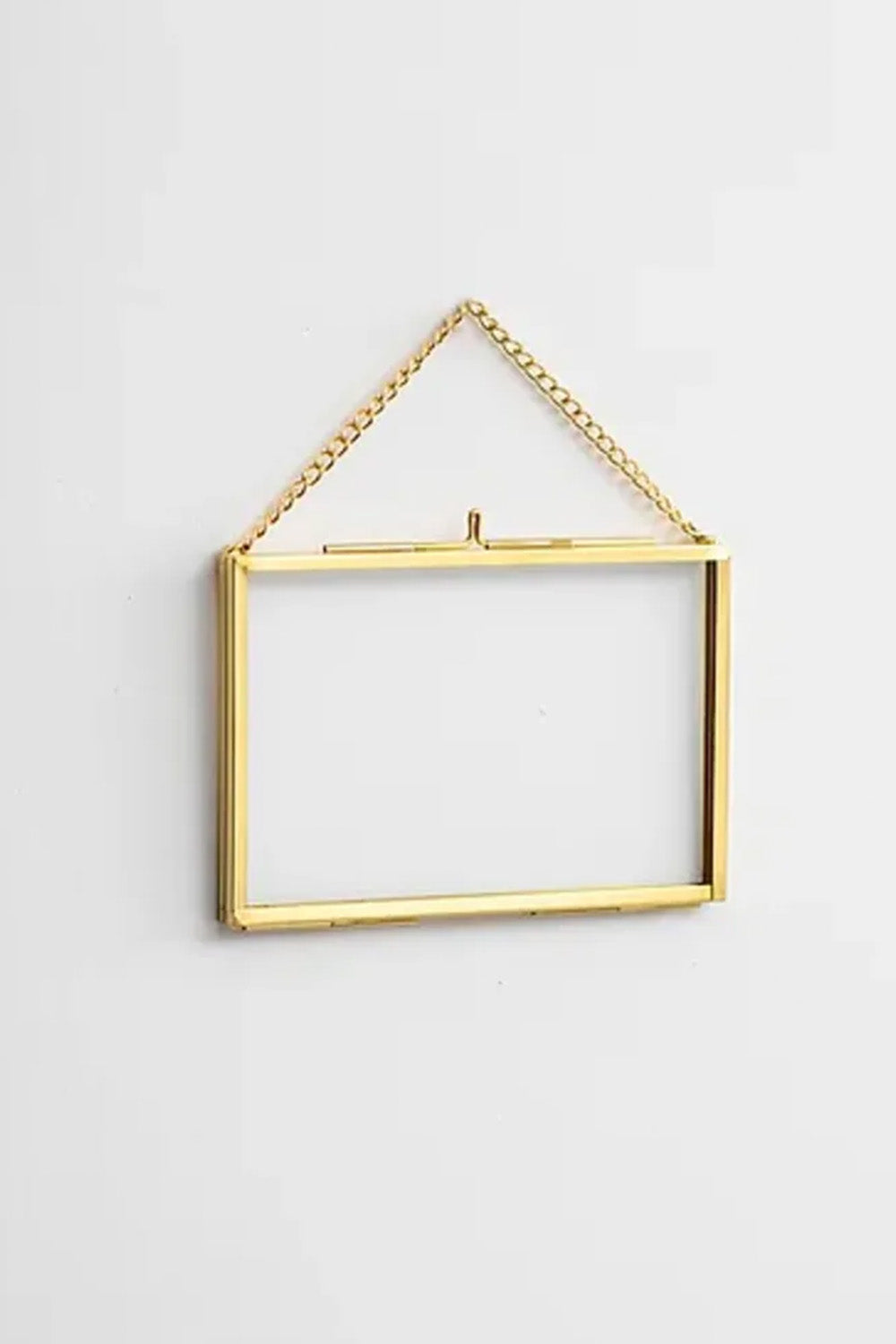 Yatay Pirinç Gold Kapaklı Cam Duvar Askılı Fotoğraf Çerçevesi 12x8cm - 3