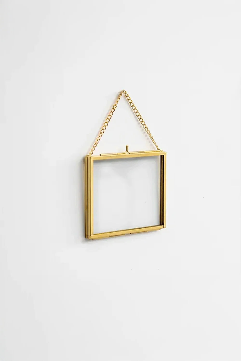 Yatay Pirinç Gold Kapaklı Cam Duvar Askılı Fotoğraf Çerçevesi 10x8cm - 0