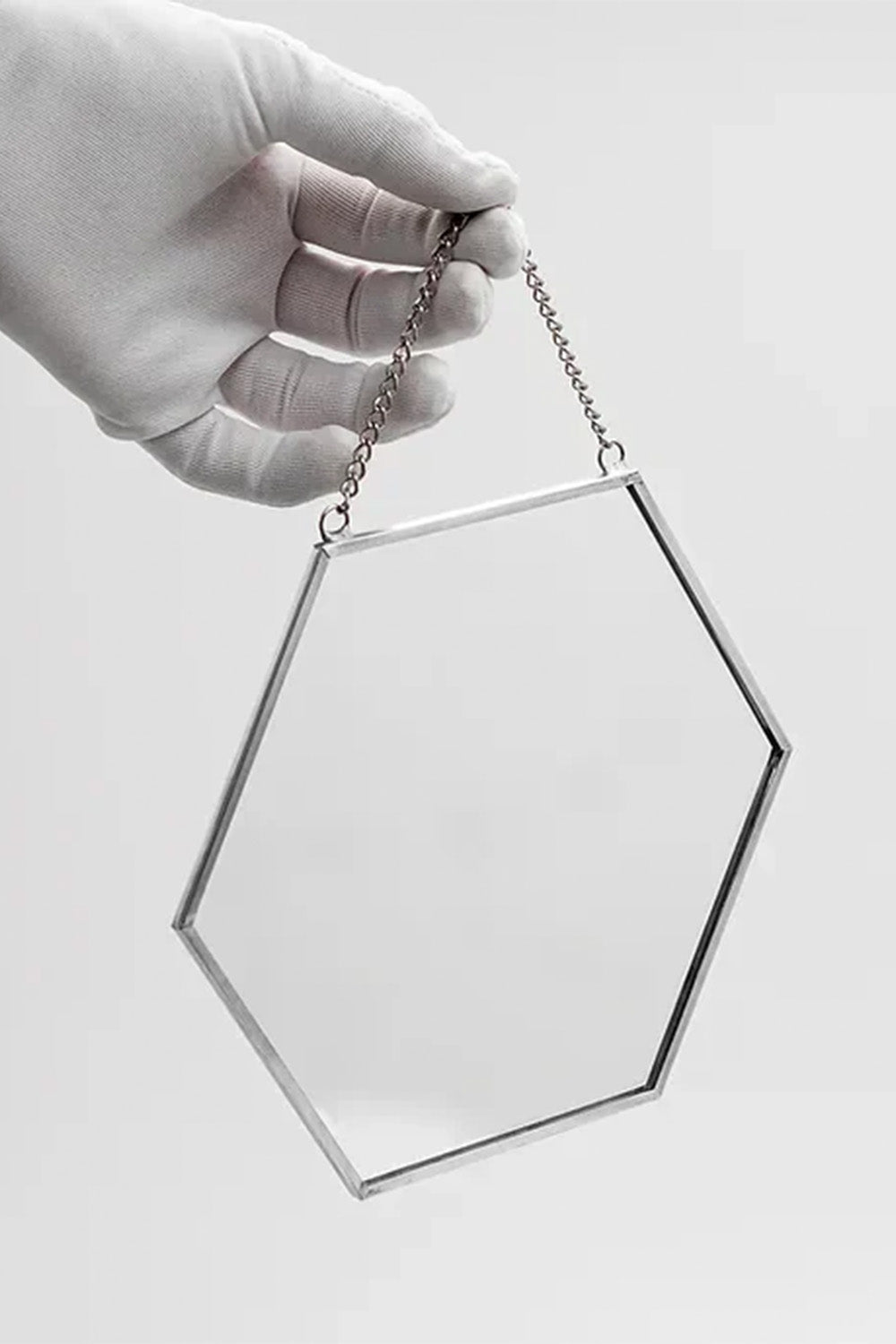 Gümüş Altıgen Duvar Askılı Ayna 20x18cm - 1