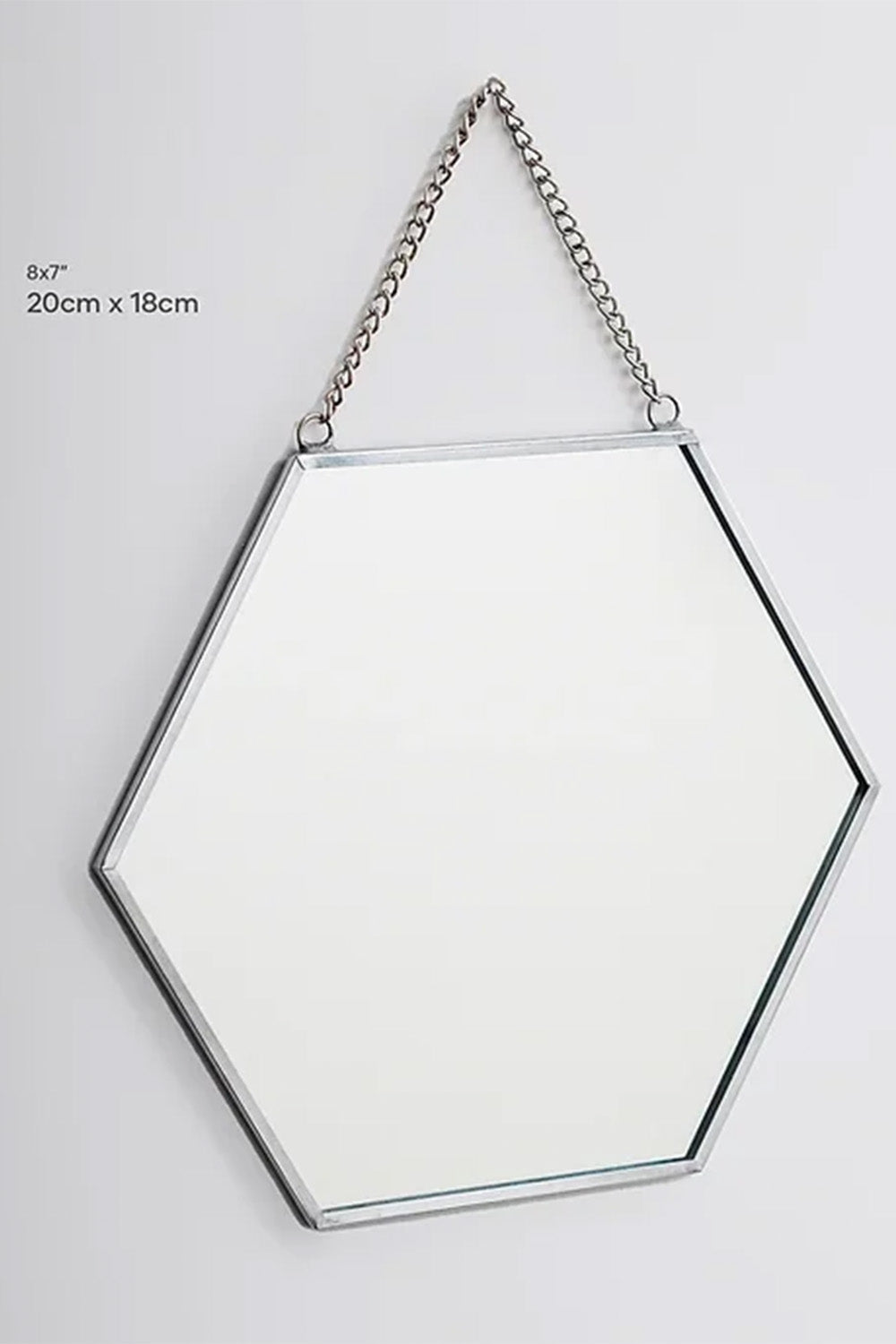 Gümüş Altıgen Duvar Askılı Ayna 20x18cm - 2