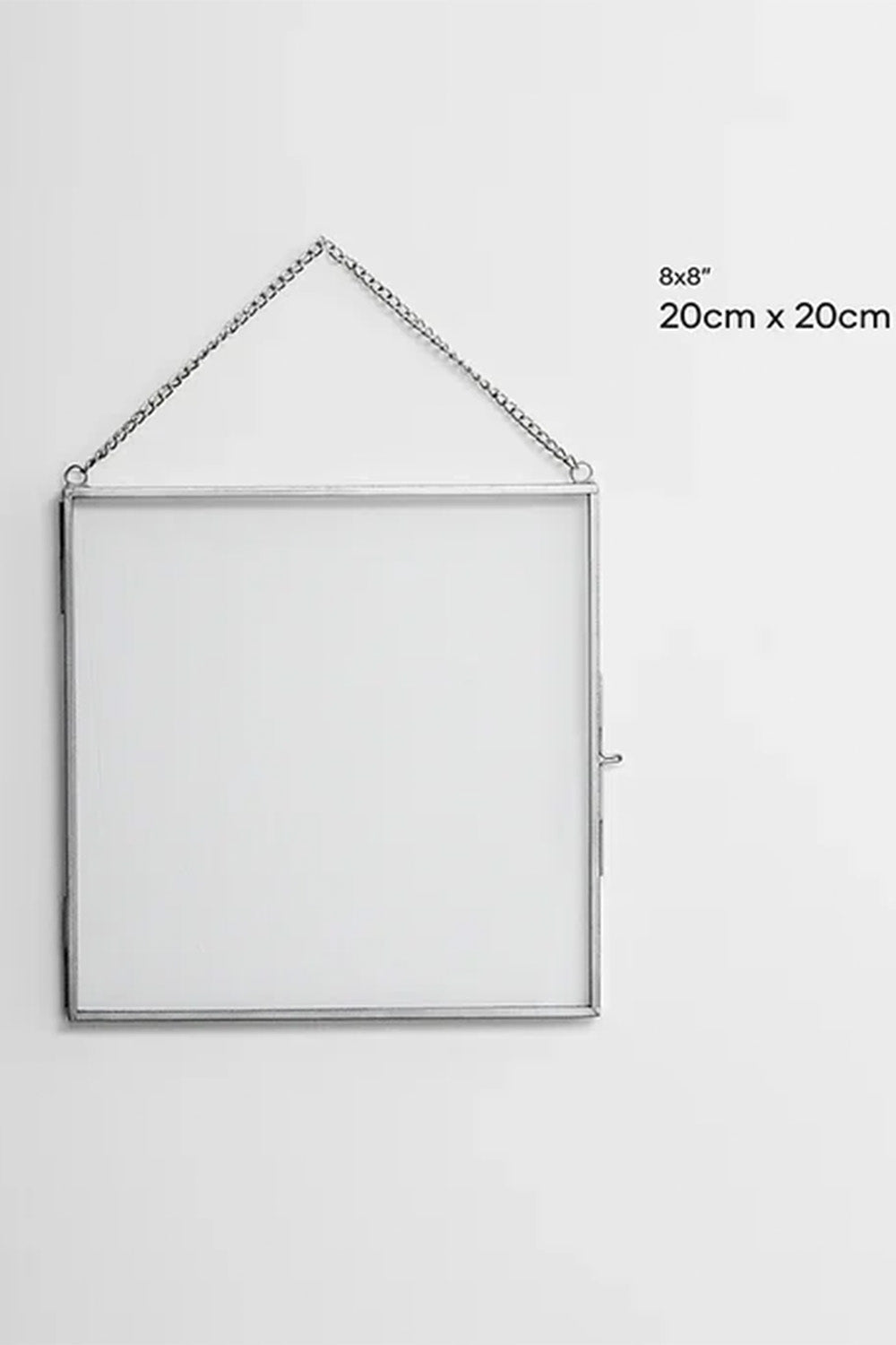 Dikey Ve Yatay Gümüş Cam Duvar Askılı Fotoğraf Çerçevesi Kapaklı 20x20cm - 3