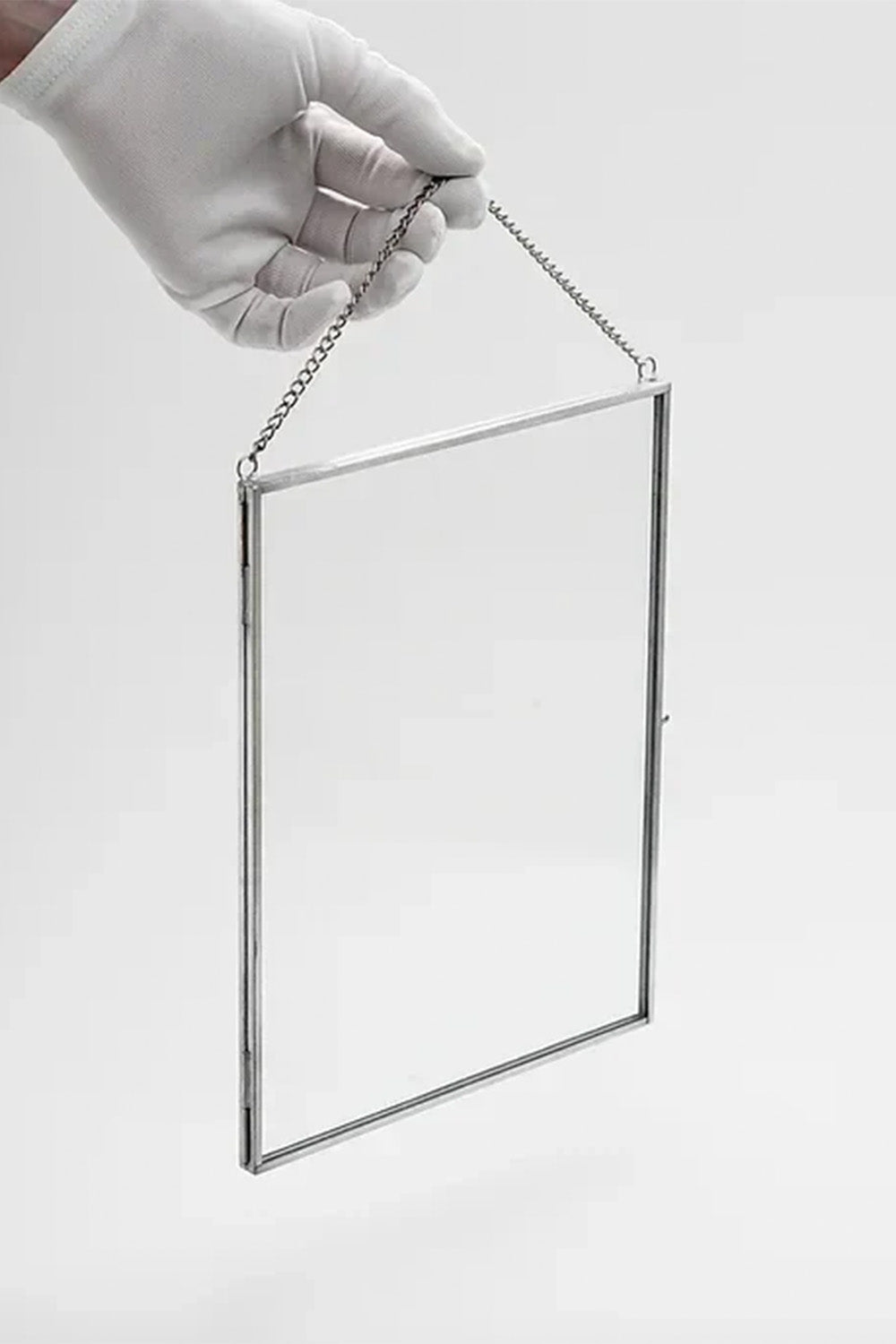 Dikey Gümüş Cam Duvar Askılı Fotoğraf Çerçevesi Kapaklı 25x20cm - 3