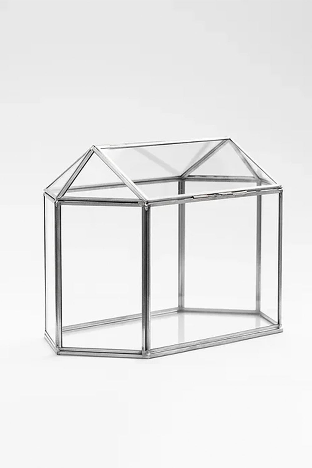 Kart Kutusu | Cam | Geometrik Teraryum | Fanus | Gümüş - 4