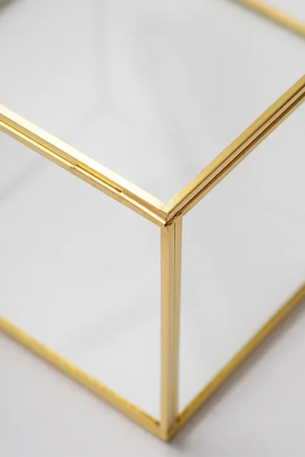 Pirinç Cam Kapaklı Takı Aksesuar Çikolata Fotoğraf Kutusu Organizer 23x23x13cm - 4