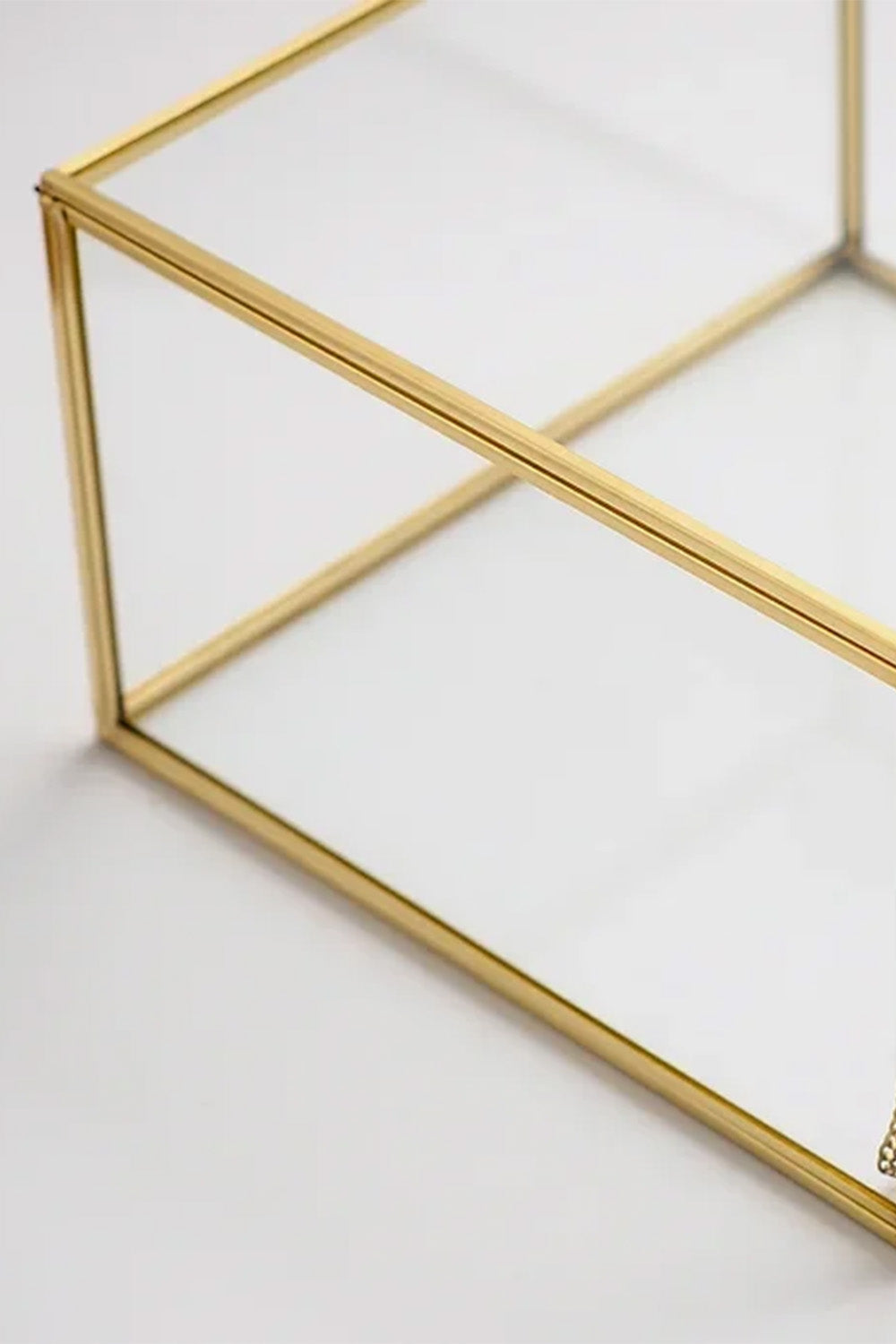 Pirinç Cam Kapaklı Takı Aksesuar Çikolata Fotoğraf Kutusu Organizer 23x23x13cm - 5