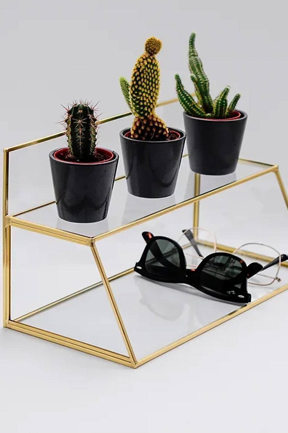 Pirinç Gold Cam Makyaj Takı Aksesuar Parfüm Organizer 30x17x15cm - 2