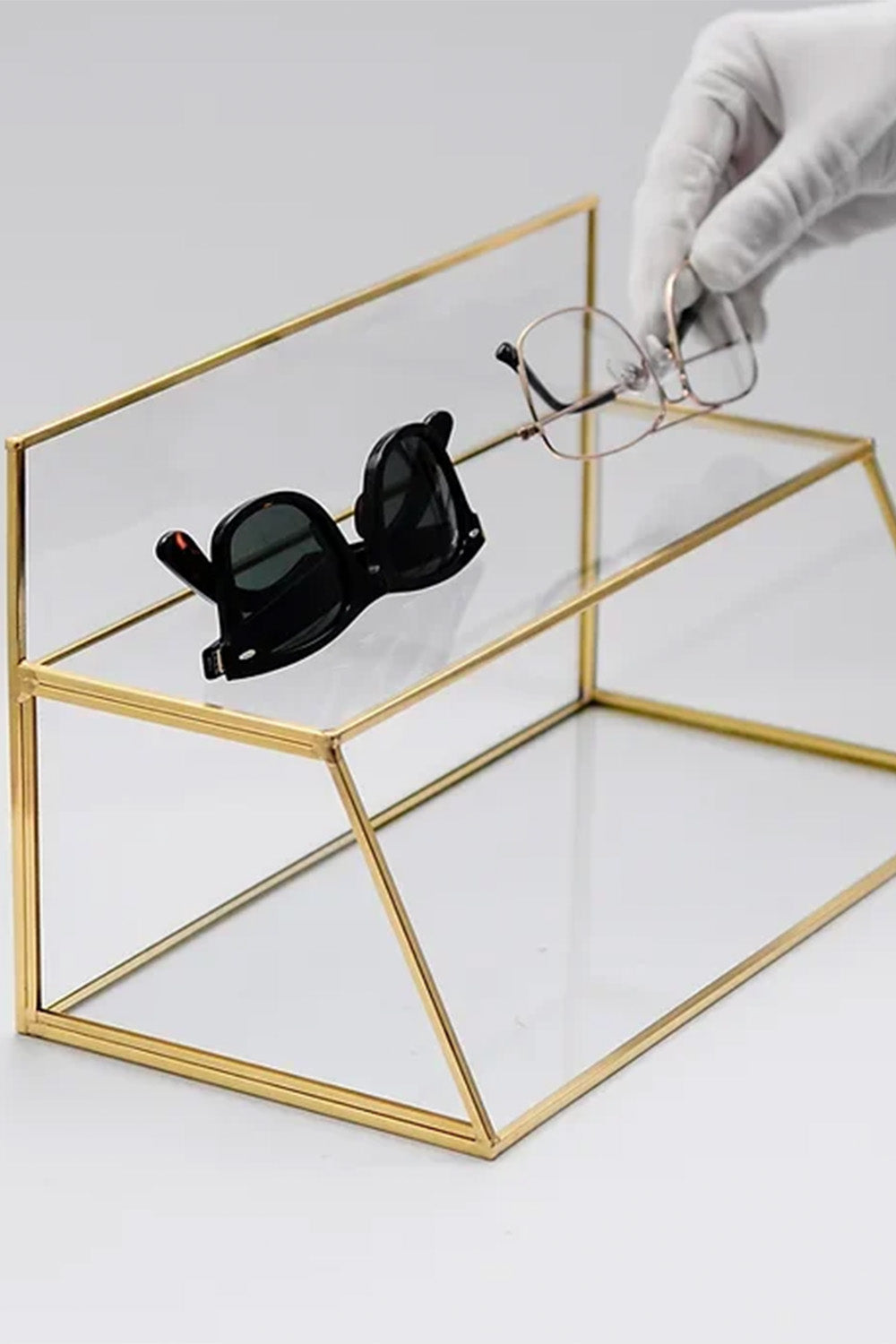 Pirinç Gold Cam Makyaj Takı Aksesuar Parfüm Organizer 30x17x15cm - 3