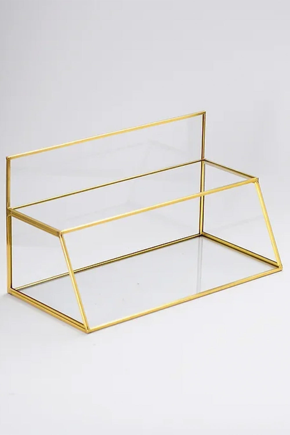 Pirinç Gold Cam Makyaj Takı Aksesuar Parfüm Organizer 30x17x15cm - 5