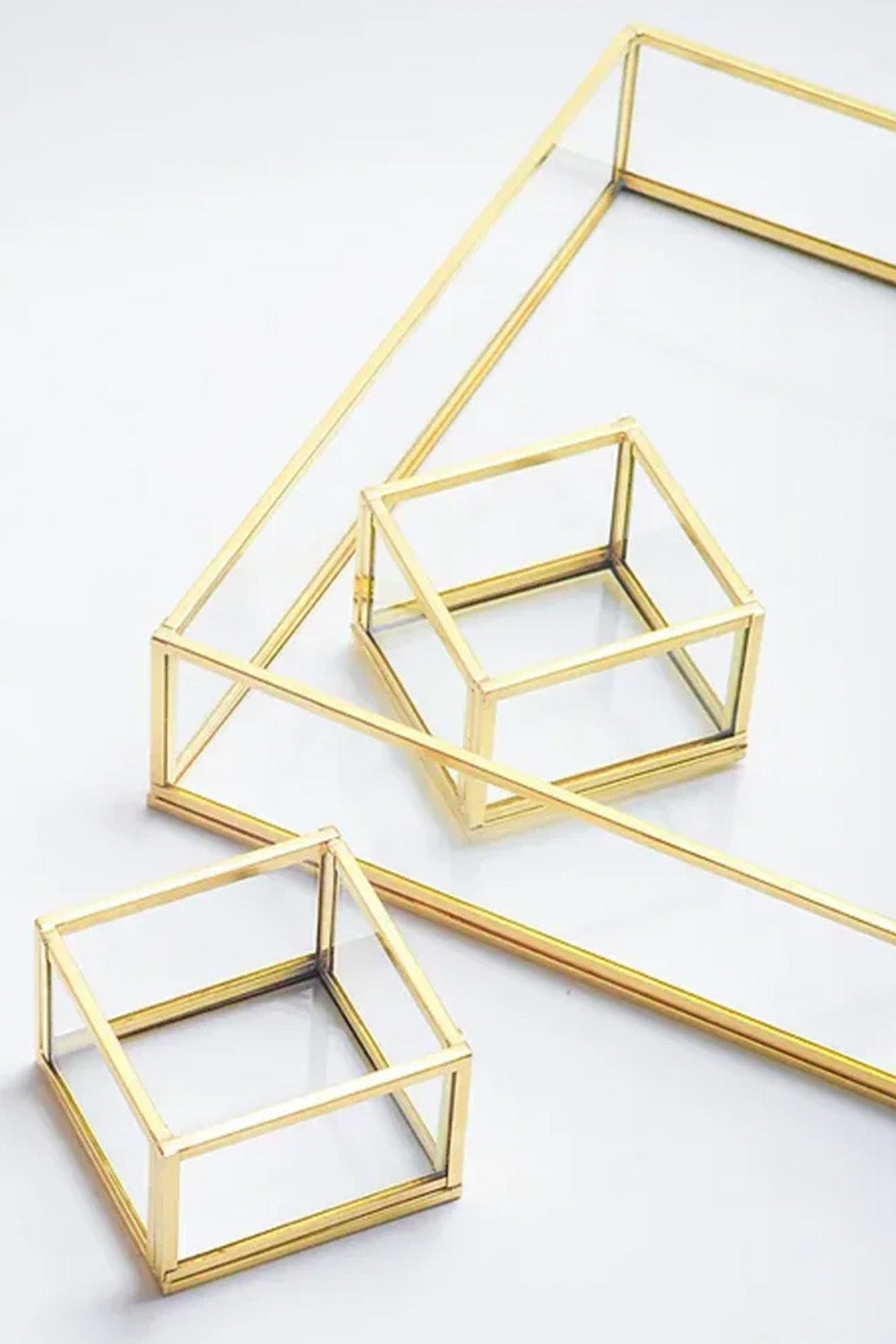 3 Parça Pirinç Gold Nişan Takımı Damat Kahvesi Sunum Tepsisi Yüzük Kutusu - 1