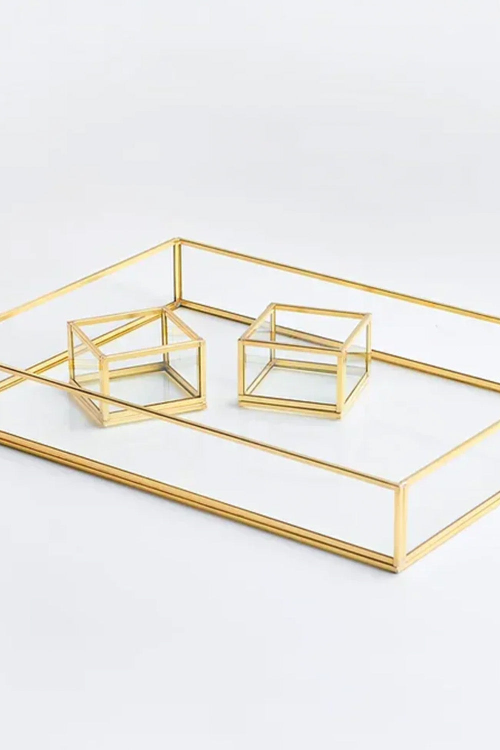 3 Parça Pirinç Gold Nişan Takımı Damat Kahvesi Sunum Tepsisi Yüzük Kutusu - 3