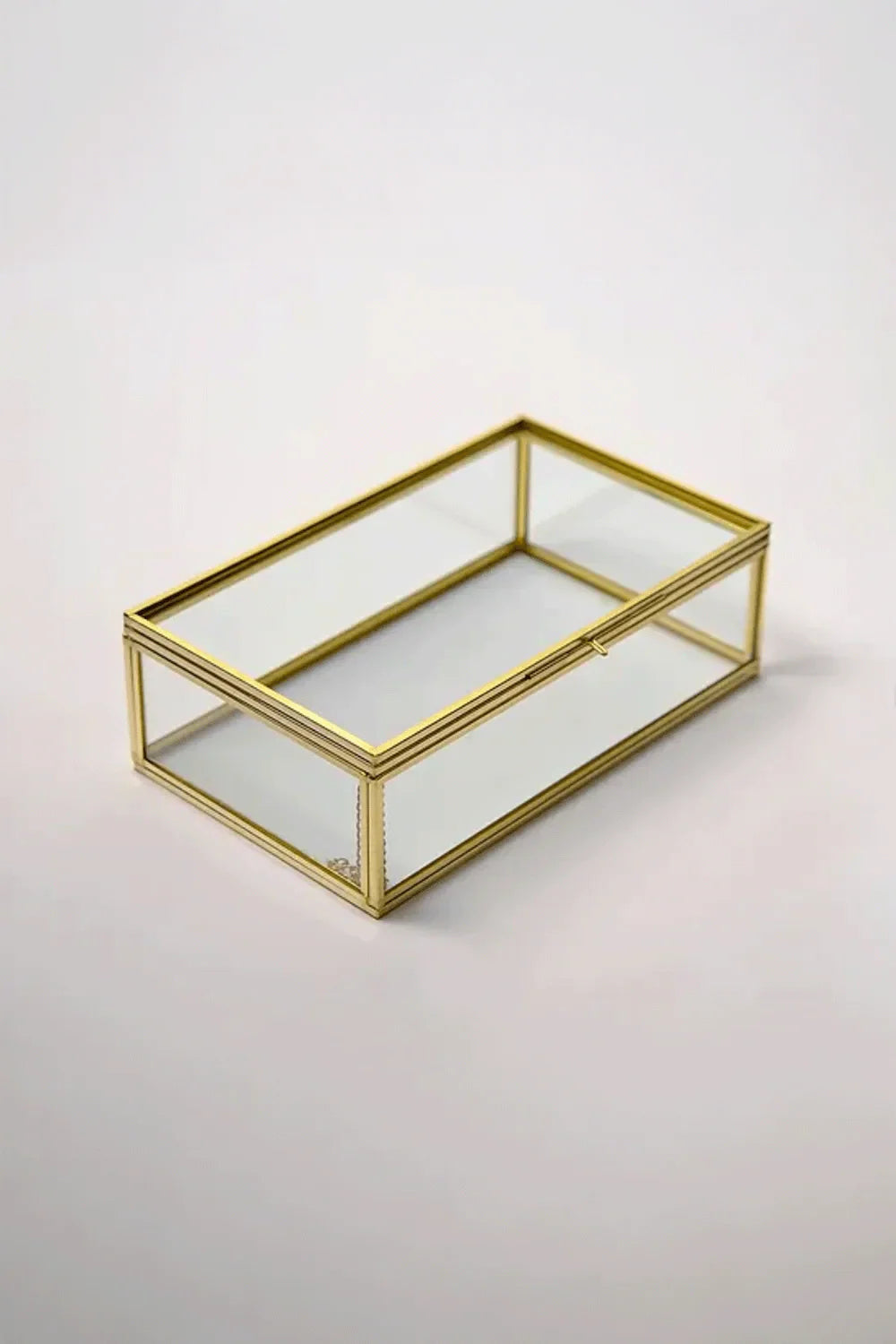 Pirinç Kapaklı Kutu Cam Kuru Çiçek Organizer Takı Aksesuar Çerçeve 23x14x6cm - 0