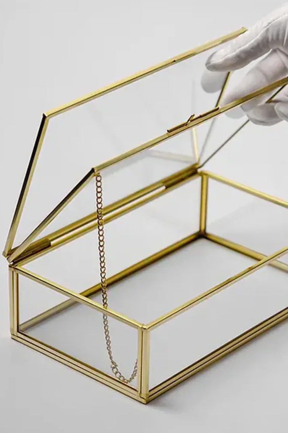 Pirinç Kapaklı Kutu Cam Kuru Çiçek Organizer Takı Aksesuar Çerçeve 23x14x6cm - 5