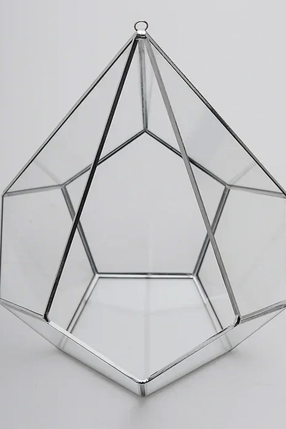 Gümüş Geometrik Teraryum Cam Fanus Takı Aksesuar Çikolata Kutusu 31x22x22cm - 1