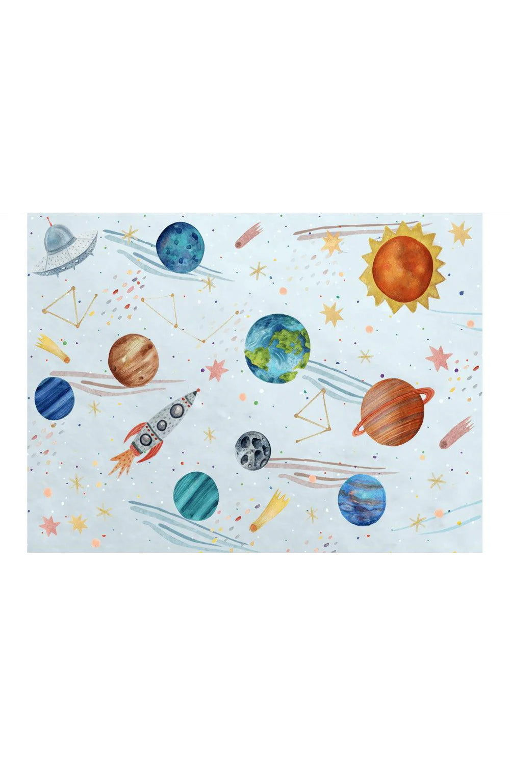 Give Me Some Space Makinede Yıkanabilir Non-Toksik Çocuk Odası Halısı - 1