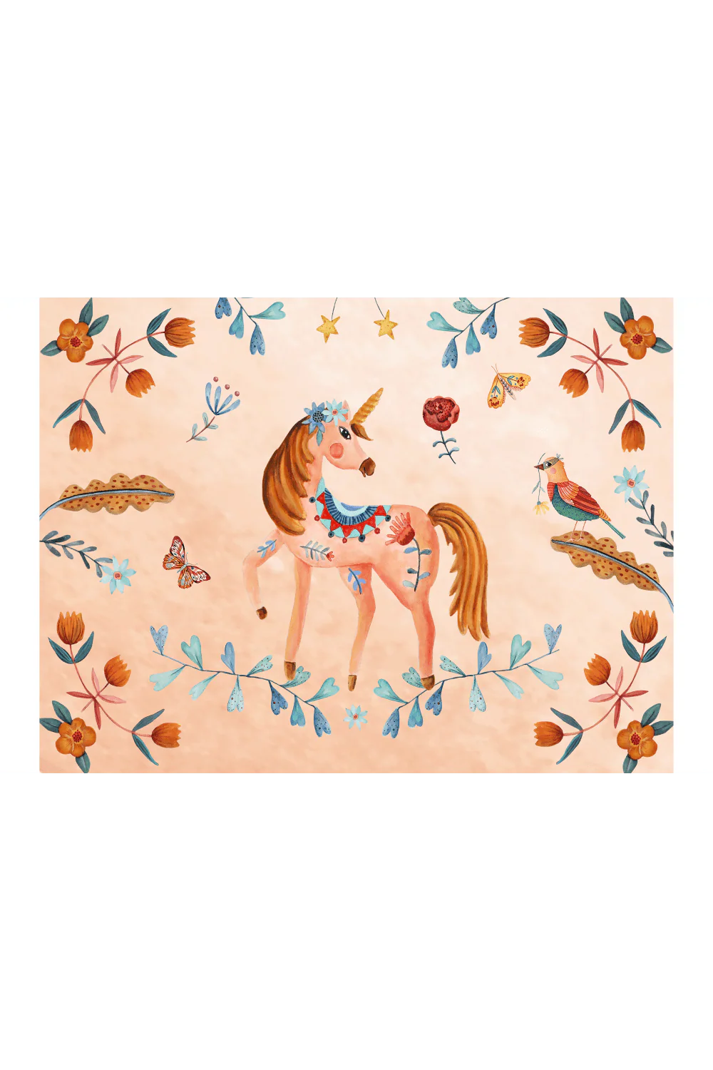 Birdie The Muse Makinede Yıkanabilir Non-Toksik Unicorn Çocuk Odası Halısı - 0