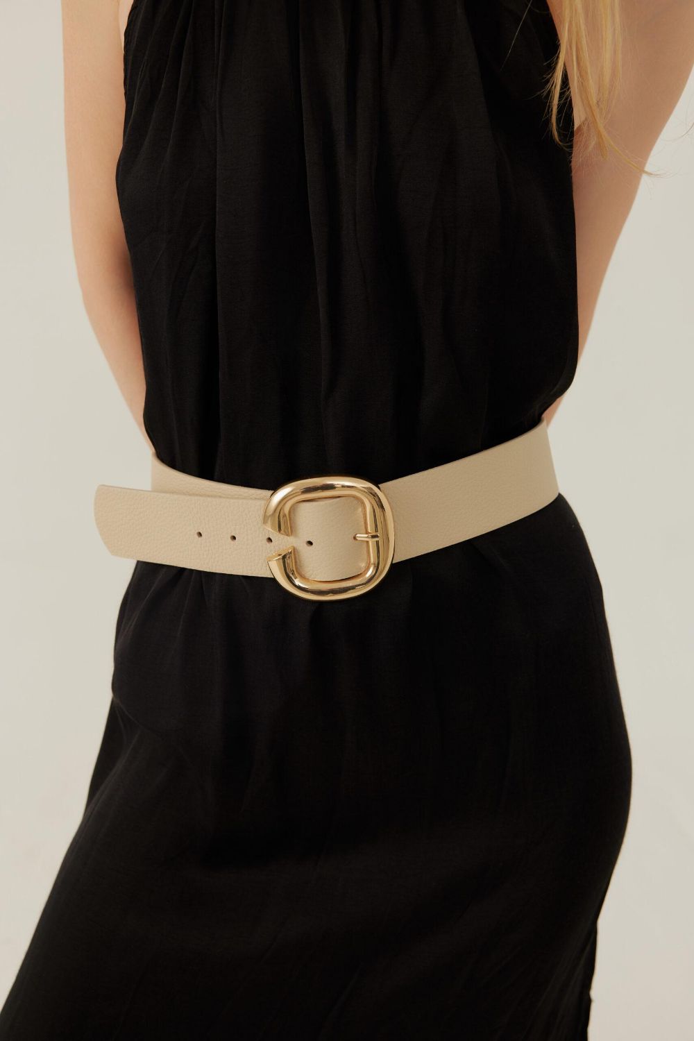Indra Off-White Leather Belt - 4