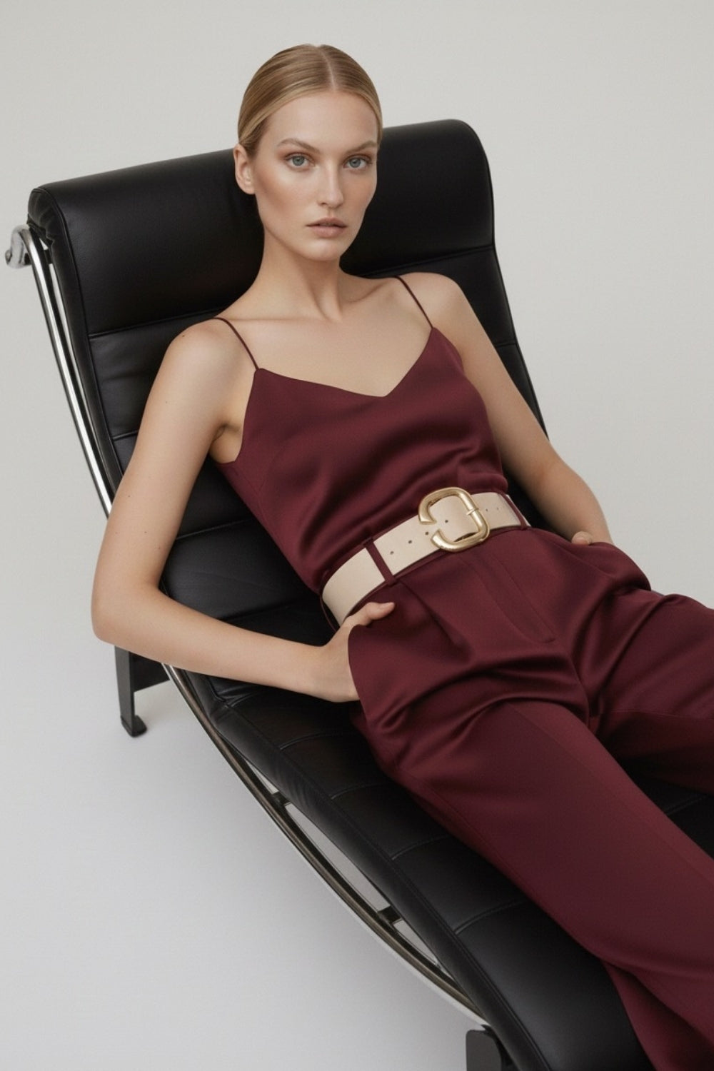 Indra Off-White Leather Belt - 5