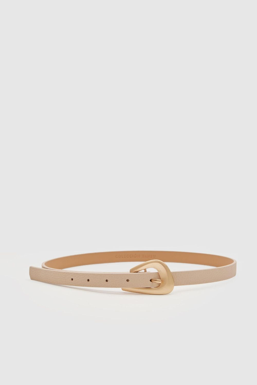 Pierre Off-White Leather Belt | Gold Buckle - 0