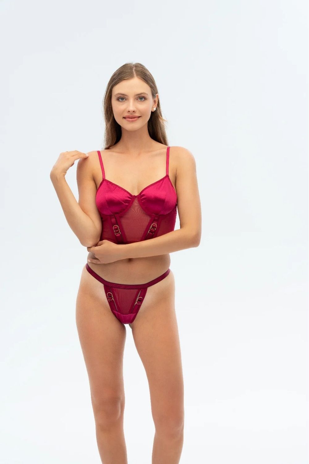 Charme Bouclé Bustier Set - Fushia - 0