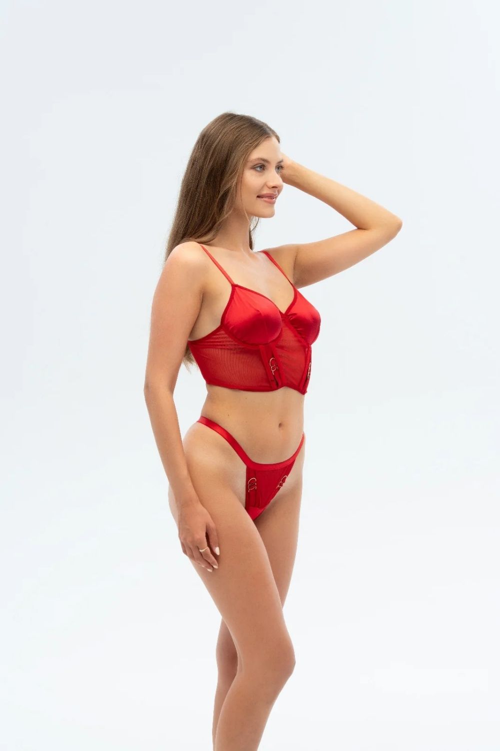 Charme Bouclé Bustier Set - Red - 1