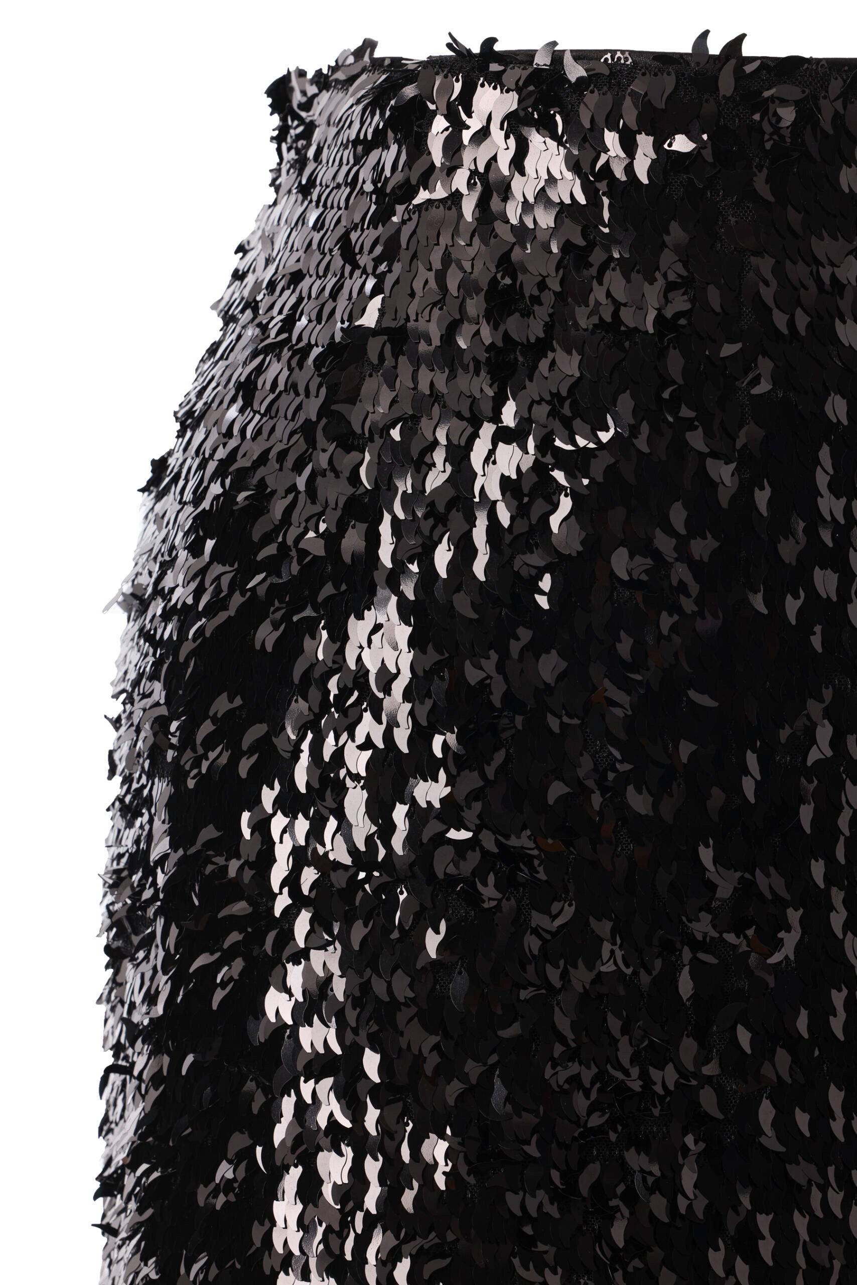 Damla Payetli Midi Etek Siyah - 1