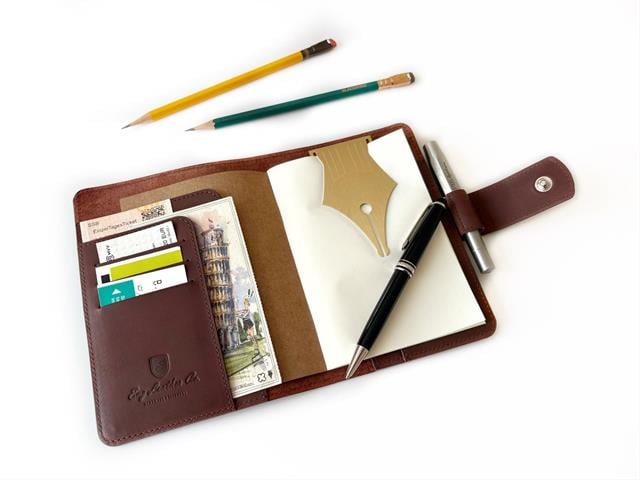 A6 Ebatlı Deri Defter Kılıfı Ve Organizer Bordeaux - 4