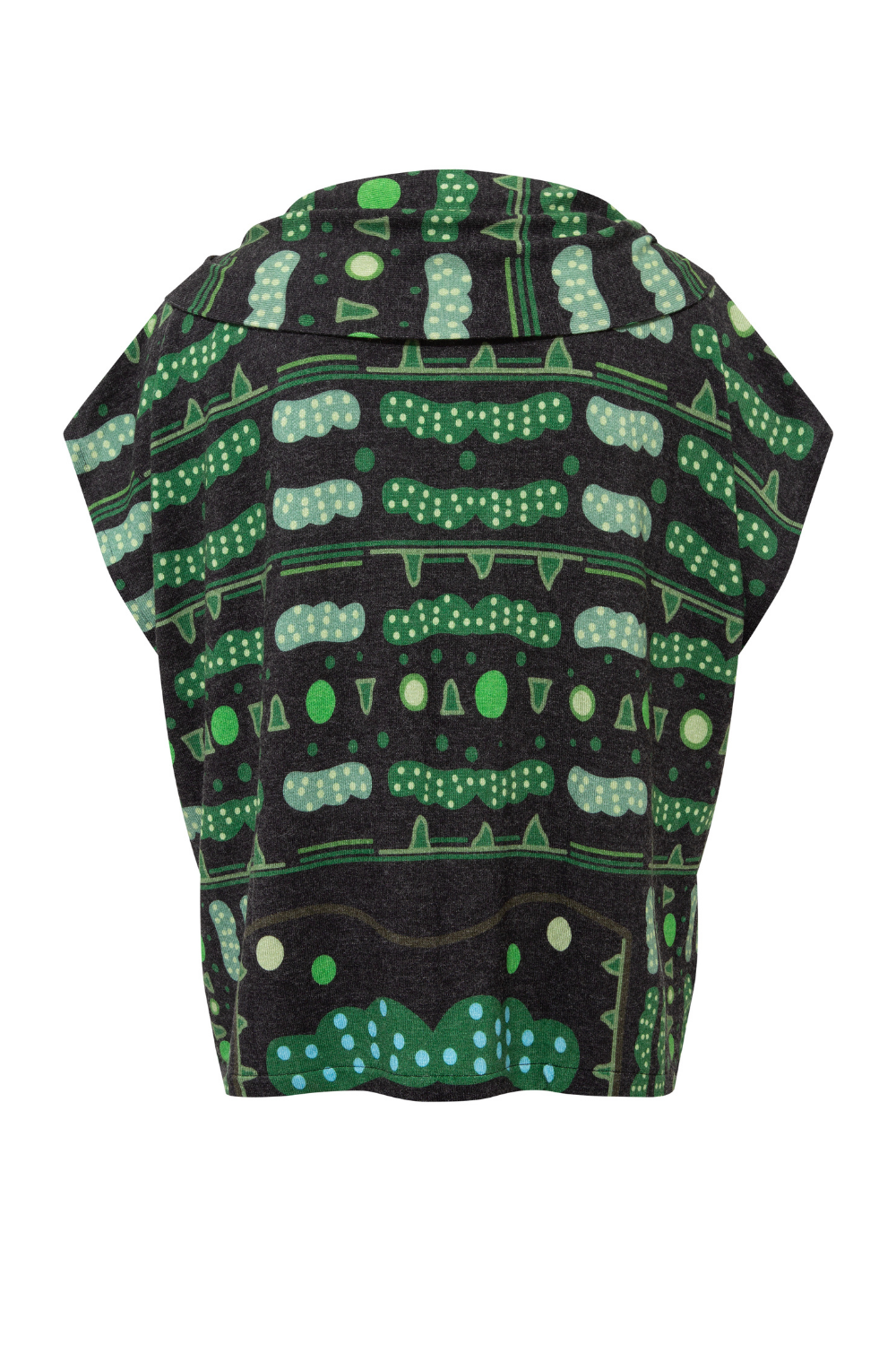 Yeşil Bulut Desenli Fular Detaylı Bluz - 4