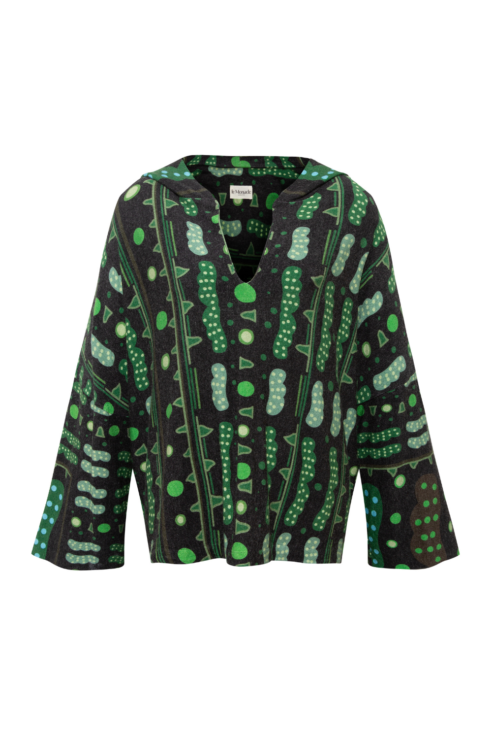 Yeşil Bulut Desenli Kapüşon Detaylı Salaş Sweatshirt - 3