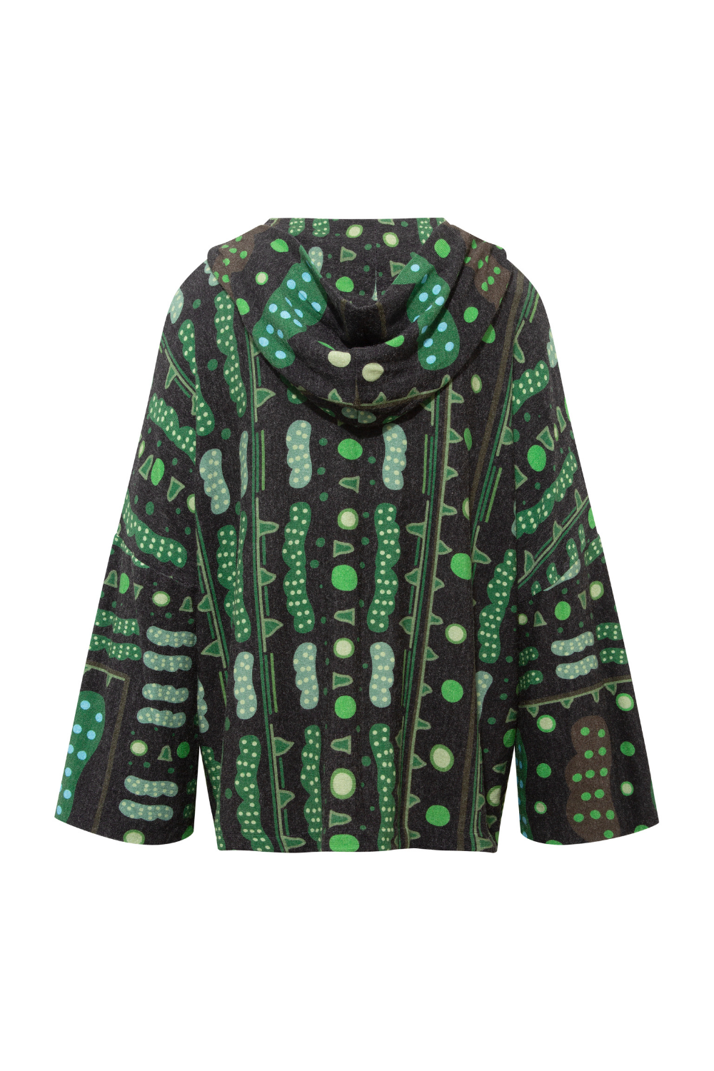 Yeşil Bulut Desenli Kapüşon Detaylı Salaş Sweatshirt - 4